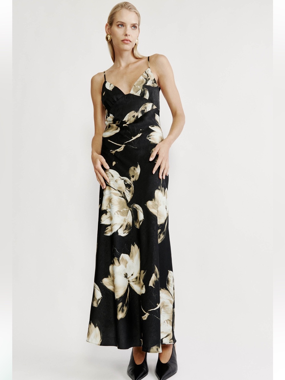 Bardot $159 Capri Printed Slip Dress In Black Floral
